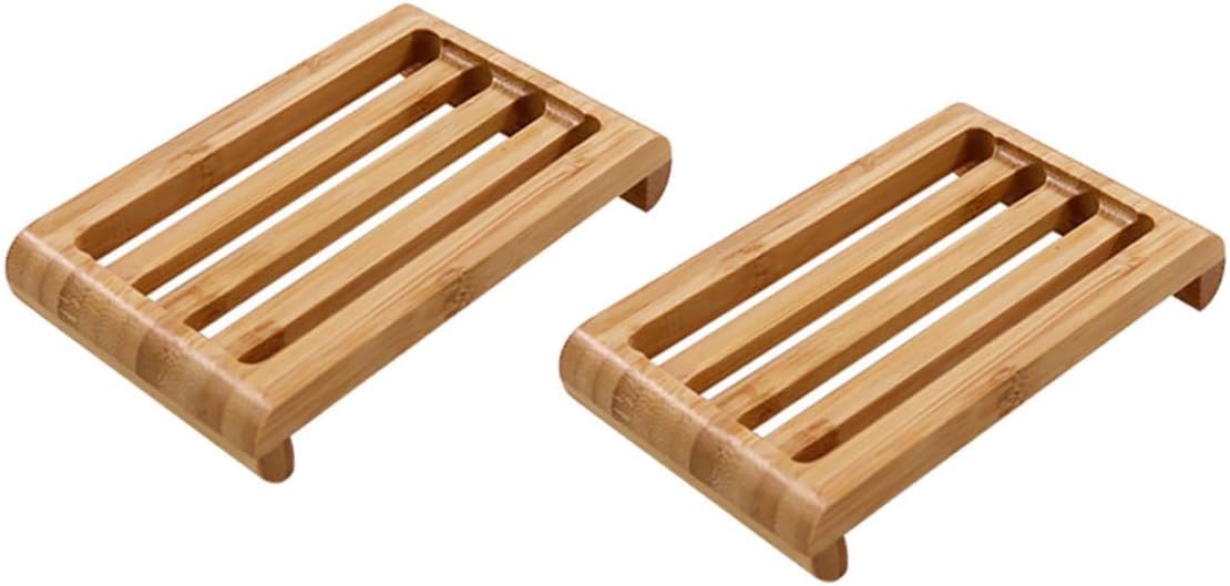 TINEASUR Bamboo Soap Tray Elegant Self-Draining Holder