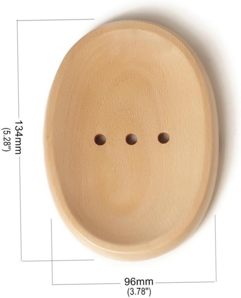 Amosfun Self-Draining Wooden Soap Dish Holder Round Oval Options