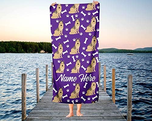 Personalized German Shepherd Beach Towel - Large Medium Custom