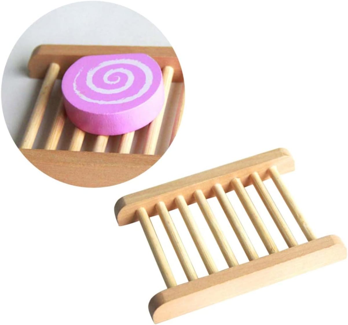 2pcs Natural Wood Soap Tray Holder for Home Bathroom Kitchen