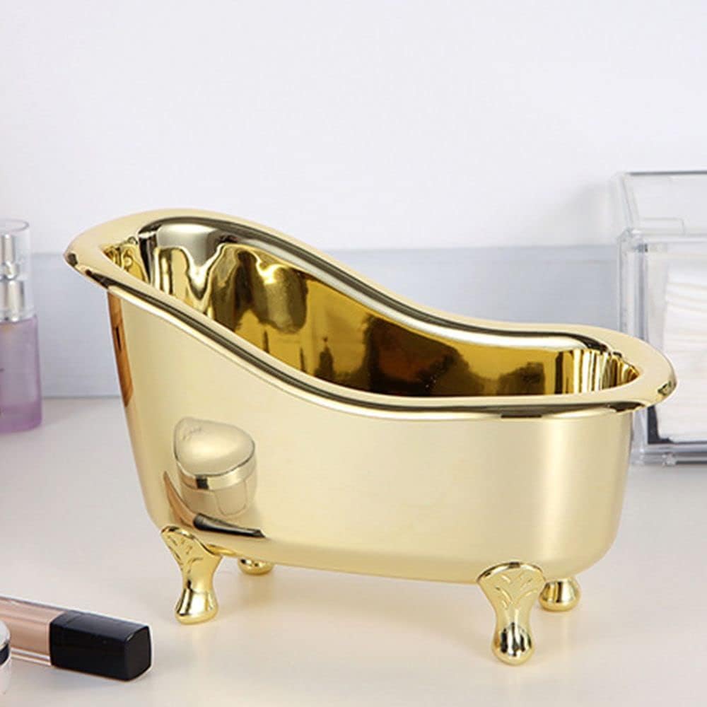 Mini Bathtub Soap Dish with Gold Electroplated Finish