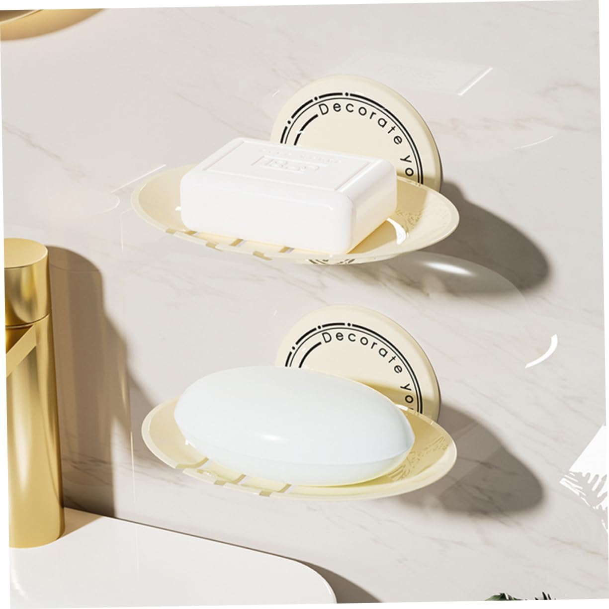 2Pcs Wall Mounted Self Adhesive Soap Dish for Shower and Kitchen