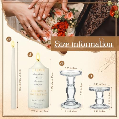 MTLEE 3 Unity Candles with Holder for Wedding Ceremony 1