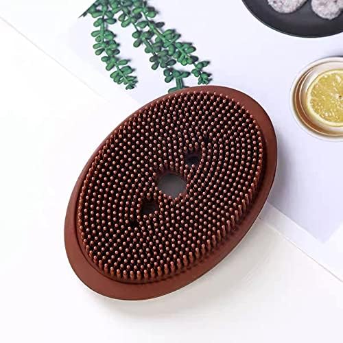 Mayvoo Silicone Soap Dish with Bristles and Brush Brown