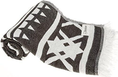 Bersuse Turkish Towel Set of 3 - 39x71 Inches Black