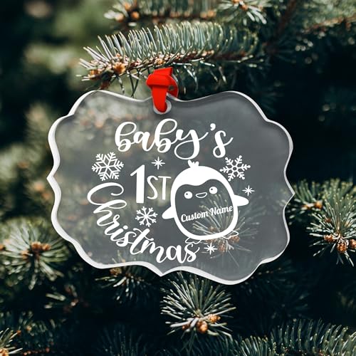 Jasilon Personalized First Christmas Baby Ornament for Boy or Girl