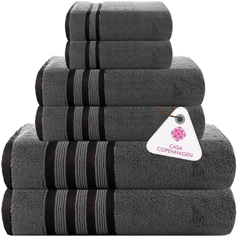 CASA COPENHAGEN Zero Twist Towel Set 6 Pieces Pine Grey