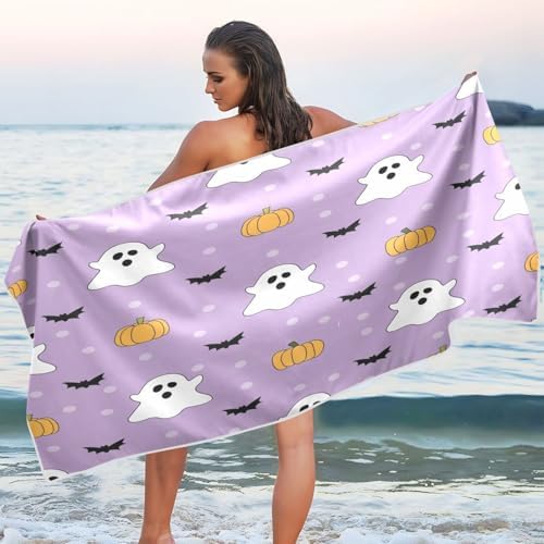 YETTASBIN Halloween Ghost Beach Towel with Travel Bag 1