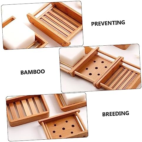 Stylish Bamboo Soap Holder 2pcs Wooden Draining Tray