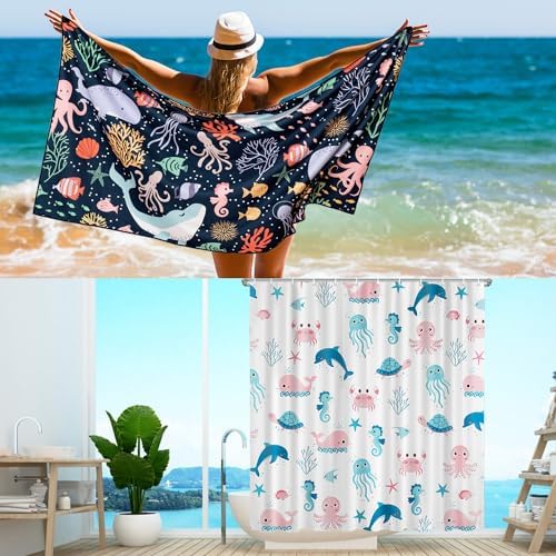 Vimorco Dolphin Whale Beach Towel Set 1