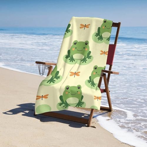 Super Absorbent Soft Pool Bath Towels with Green Frog Design 3 Pack