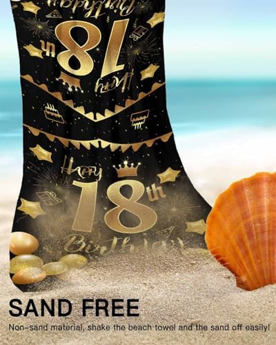 Happy 18th Birthday Beach Towel - 31x63 Inch Absorbent Sandproof Towel