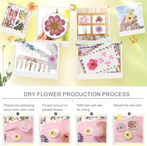 Eshow 104Pcs Dried Pressed Flowers for Resin Crafts