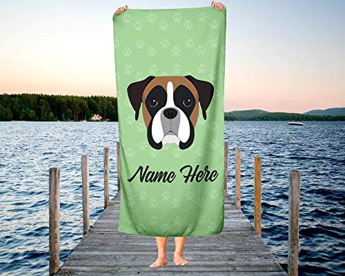 Personalized Boxer Face Beach Bath Towels