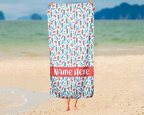 Extra Large Personalized Ocean Seahorse Towel for Kids