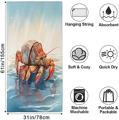 Kids Ocean Crab Oversized Quick Dry Beach Towel