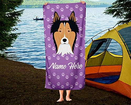 Personalized Border Collie Face Beach Towel