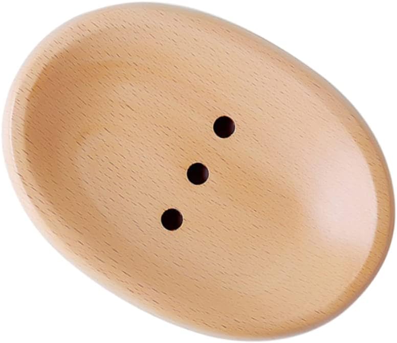 ABOOFAN Wooden Oval Soap Dish Drainer Holder for Kitchen Sink