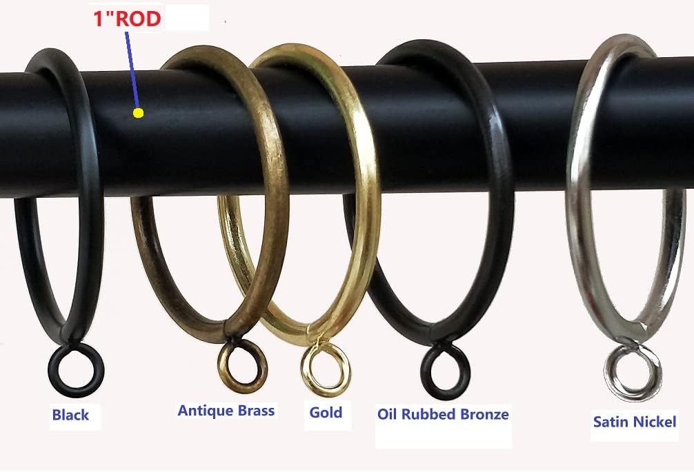 28-Piece Black Curtain Ring Set with Eyelets for 15 Rod