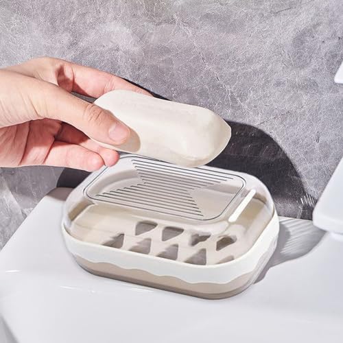 Portable Plastic Soap Dish with Lid for Travel and Bathroom