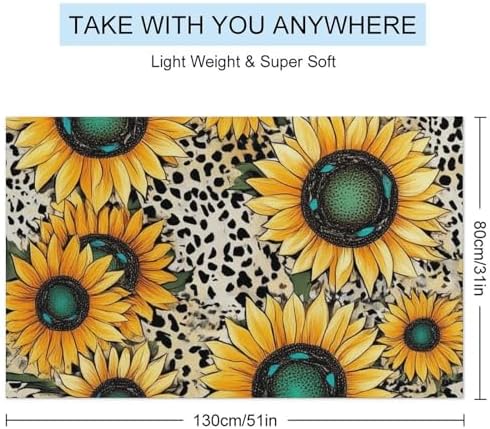 4SEE Super Absorbent Soft Pool Bath Towels with Sunflower Leopard Print