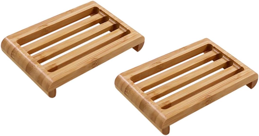 2Pcs Soap Dish with Fast Draining and Natural Texture