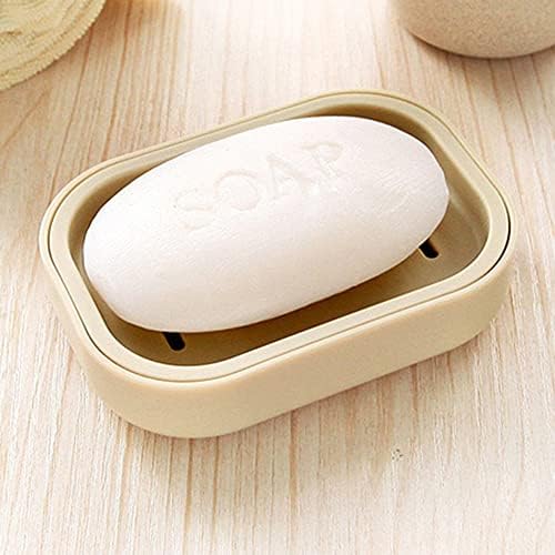 2PCS Khaki Plastic Square Soap Dish for Bathroom Kitchen