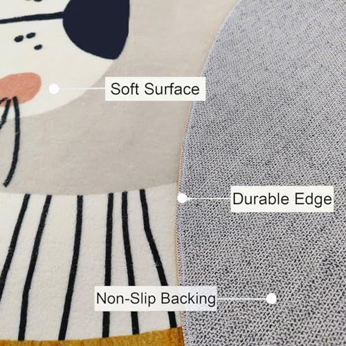 ABREEZE Lion Round Area Rug 6ft Kids Playroom Rug