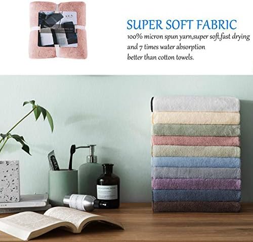 Xinrjojo 4 Piece Quick-Dry Microfiber Towel Set Coral Pink