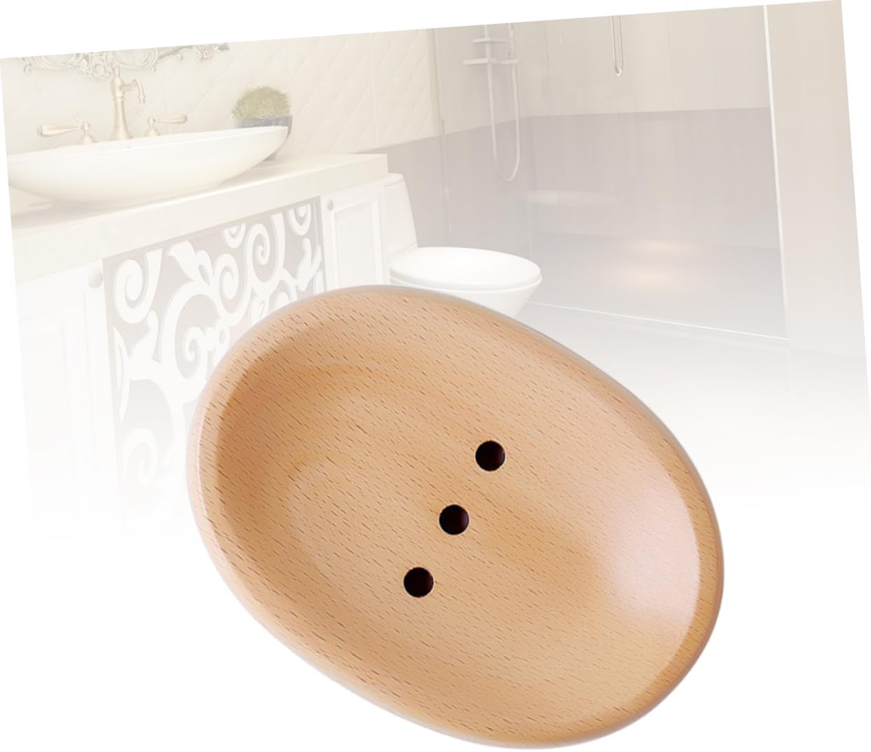 ABOOFAN Wooden Oval Soap Dish Drainer Holder for Kitchen Sink