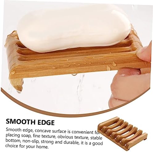 WOONEKY 2pcs Bamboo Soap Dish Holder for Bar Soap
