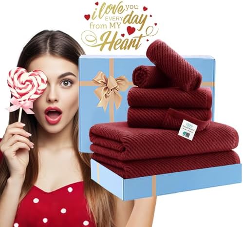 VOOVA MOVAS Red Towel Set - 6 Piece 100 Cotton Quick Dry