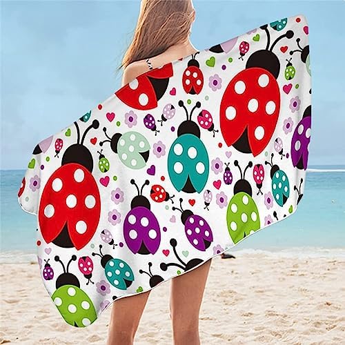 Ladybug Beach Towel 28x60 Inch Quick Dry Lightweight