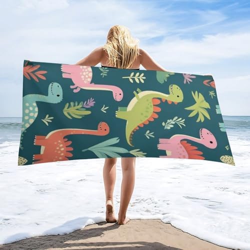 Super Soft Funny Cute Dinosaurs Beach Towel for Adults