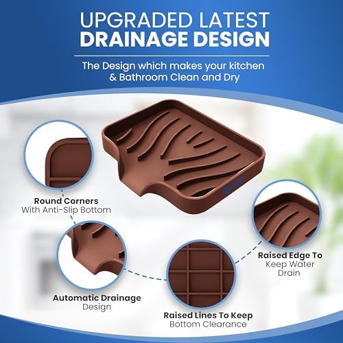 Rymss Silicone Soap Dish for Bathroom and Kitchen