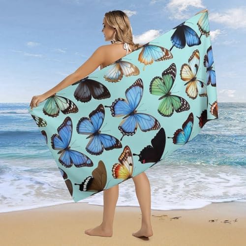 4SEE Plus Size Beach Towel - Gothic Black Butterflies Design
