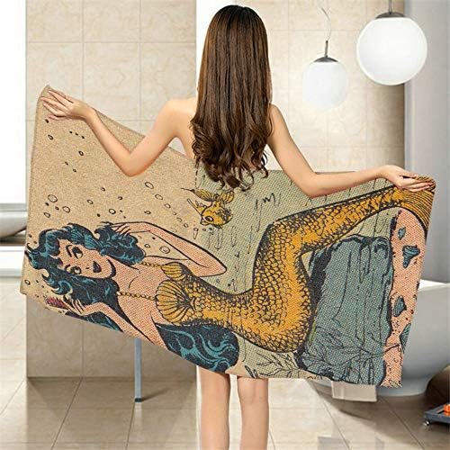 Moslion Vintage Mermaid Bath Towel 64x32 Inches