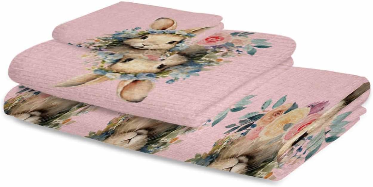 ZOE GARDEN Easter Bunny Pink Bathroom Towel Set 3-PC