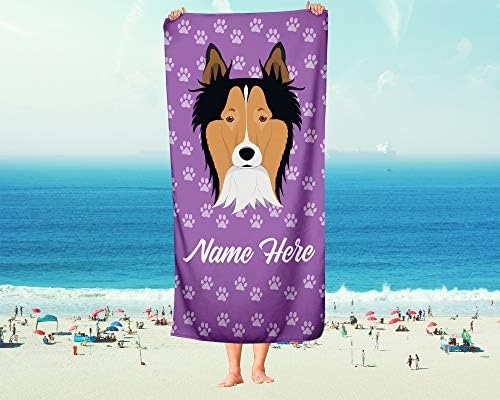 Personalized Border Collie Face Beach Towel