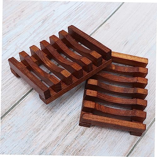 Set of 2 Handmade Wood Soap Dishes with Anti-Slip Design