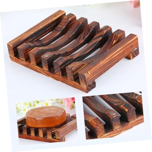 3pcs Wooden Soap Holder Drain Rack with Classic Style Dish Tray