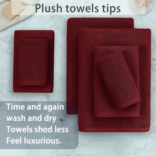 VOOVA MOVAS Red Towel Set - 6 Piece 100 Cotton Quick Dry
