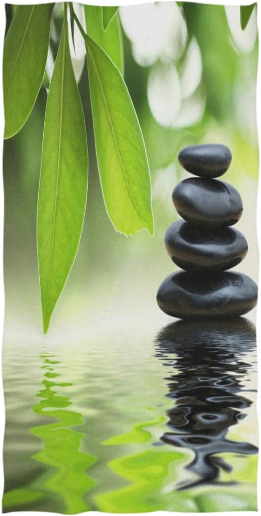ALAZA Ultra Soft Zen Stone with Leaves Hand Towel