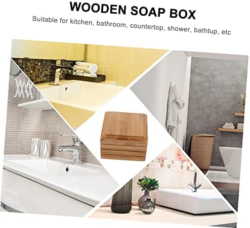 HOOTNEE Rustic Bamboo Soap Dish Handmade Wood Holder