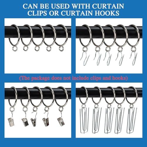 1 Inch Eyelet Curtain Rings 24pc for Pinch Pleat Curtains