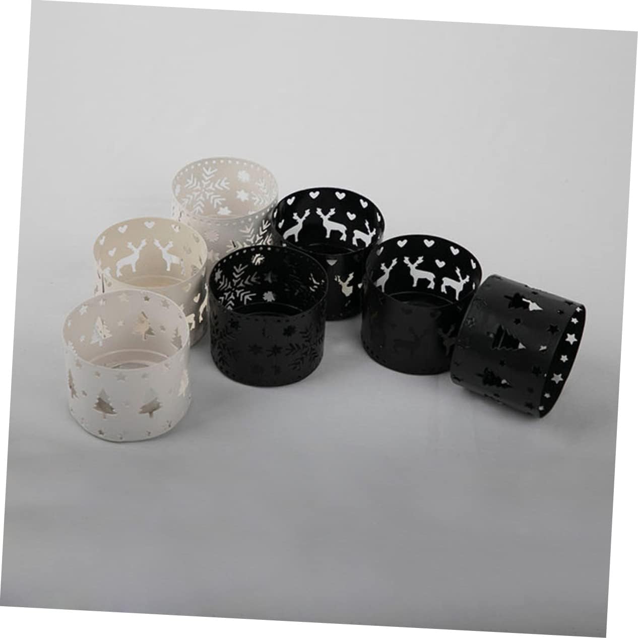 Cabilock Iron Hollow Christmas Candle Holder Snowflake Design Black