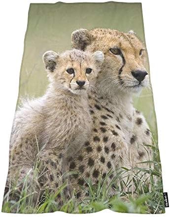 Moslion Soft Bath Towel Cheetah Pattern