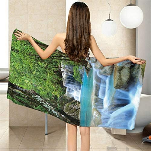 Comfy Bath Towels 64x32 Inches Large Forest Waterfall Stream