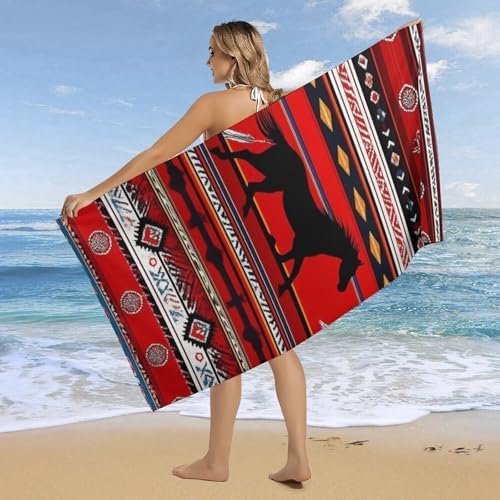 4SEE Extra Large Beach Towel with Horse Dreamcatcher Design