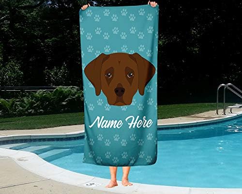 Personalized Chocolate Lab Beach and Bath Towels